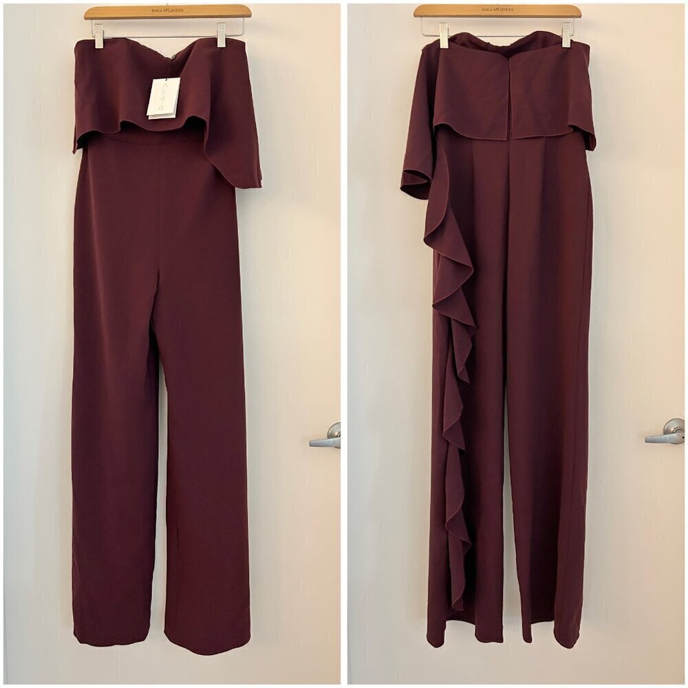 Alexis Kendall Ruffle Strapless Jumpsuit in Plum Size S NWT - Picture 3 of 11